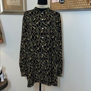 Elegant Notations Woman’s Black & Gold Long Sleeve Blouse Sz.3X